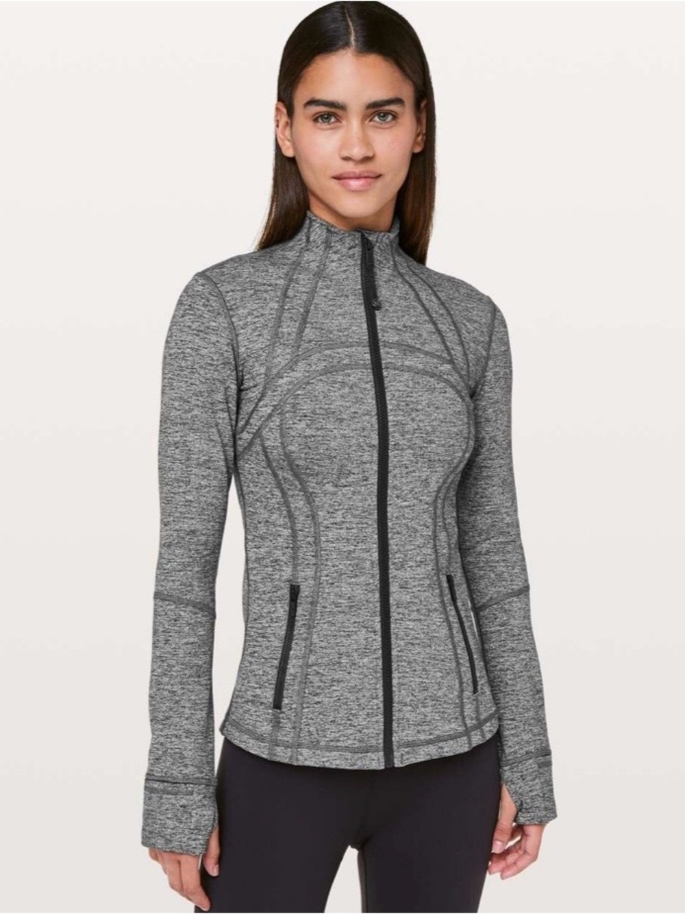 lululemon athletica gray and black athletic zip jacket
